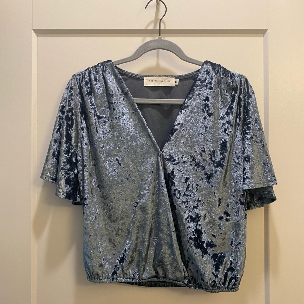 Blue velvet top - Size M